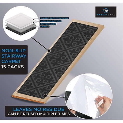 TreadSafe Carpet Stair Treads for Indoor Wooden Steps & Reviews Wayfair